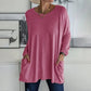 Løstsittende t-skjorte med lange ermer og rund hals for kvinner【50% rabatt denne uken】