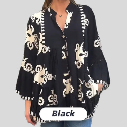 🔥 HOT SALG – 49 % RABATT 🔥 Dame boho topp med print og volanger