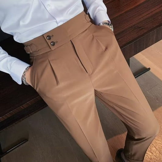🎁 Herre ensfargede rette casual bukser
