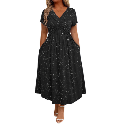 💗Elegant kjole med V-hals og vridd front for damer💗✨La sjarmen din skinne klart