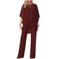 🔥Elegant todelt sett: bluse med asymmetrisk kant og vide bukser