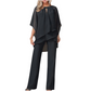 🔥Elegant todelt sett: bluse med asymmetrisk kant og vide bukser
