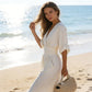 Elegant jumpsuit med V-hals og vide ben