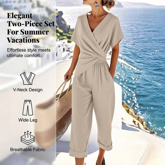 💃 Elegant ensfarget to-delt sett – skaper umiddelbart en feminin silhuett!