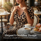 Leopardmønstret V-hals jumpsuit med vide ben