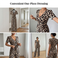 Leopardmønstret V-hals jumpsuit med vide ben