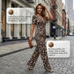 Leopardmønstret V-hals jumpsuit med vide ben