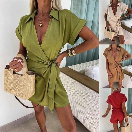 🌷Begrenset tidsbegrenset tilbud 49 %OFF💞Kvinners bomullslin sexy V-hals Romper