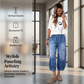 Dame jeans med elastisk midje, løs passform og cropped lengde