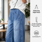 Dame jeans med elastisk midje, løs passform og cropped lengde