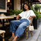 Dame jeans med elastisk midje, løs passform og cropped lengde