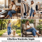 Dame jeans med elastisk midje, løs passform og cropped lengde