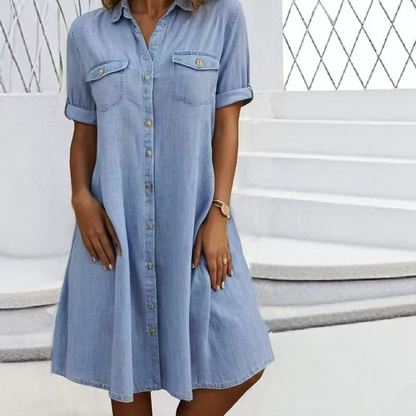 🔥 Tidsbegrenset salg – opptil 49 % rabatt! 🔥 👗 Dame Casual Denimskjortekjole ✨