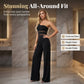 One-shoulder jumpsuit med meshpanel og vide ben