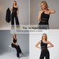 One-shoulder jumpsuit med meshpanel og vide ben