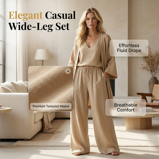 Elegant sett med vide bukser og cardigan