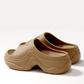 Dame minimalistiske komfortslippers med platåsåle