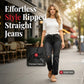 Dame casual ripped jeans med rette ben