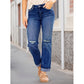 Dame casual ripped jeans med rette ben