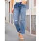 Dame casual ripped jeans med rette ben