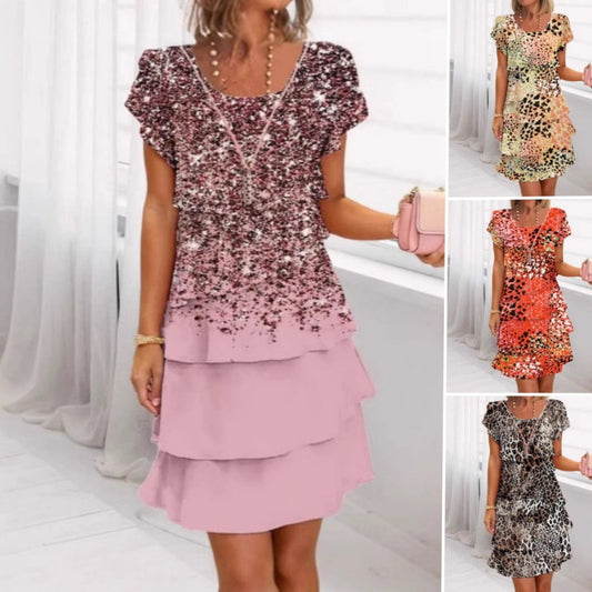 🎁 Hot Sale 49% AVSLAG 🔥Allsidig, stilig kjole med leopardmønster og fargerike paljetter
