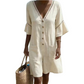 Dame sommer V-hals jumpsuit med klokkeermer
