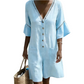 Dame sommer V-hals jumpsuit med klokkeermer