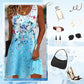 🌞 Sommerfavoritter 👗 Dame blomstrete ermeløs sommerkjole