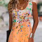 🌞 Sommerfavoritter 👗 Dame blomstrete ermeløs sommerkjole