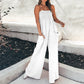 Dame jumpsuit med rynket topp og vide ben