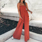 Dame jumpsuit med rynket topp og vide ben