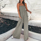 Dame jumpsuit med rynket topp og vide ben