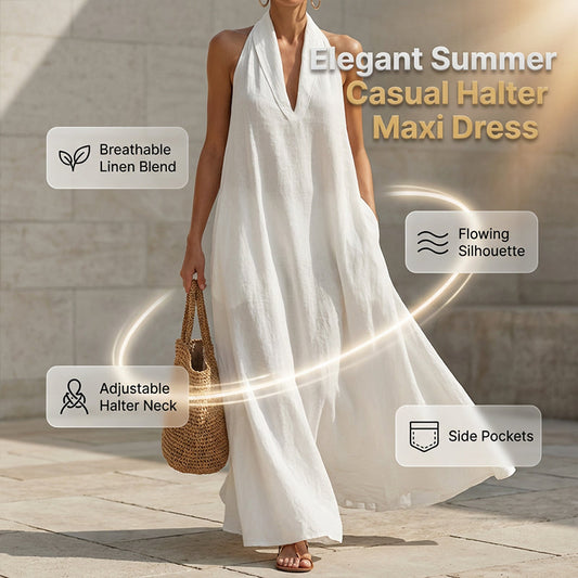 Elegant sommer casual halter maxikjole