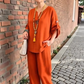 ✨👗 Uanstrengt chic: Komfortabelt loungewear-sett for kvinner med oppbrettbare ermer
