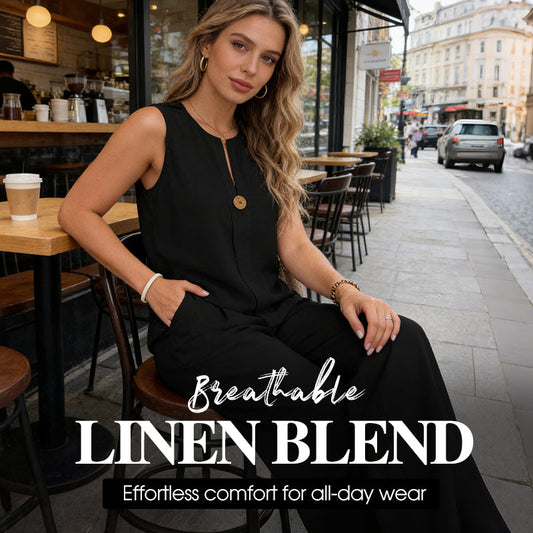 ⏰🔥 Begrenset tid – 49 % rabatt! 💃 Minimalistisk ermeløs topp og bukse med vide ben