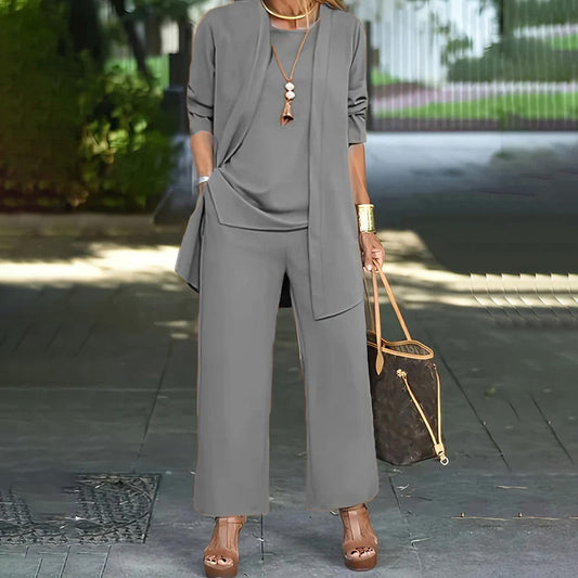 Elegant 3-delt relaxed fit-sett for kvinner