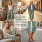 Ensfargede cropped bukser i plissert bomulls- og linblanding for kvinner