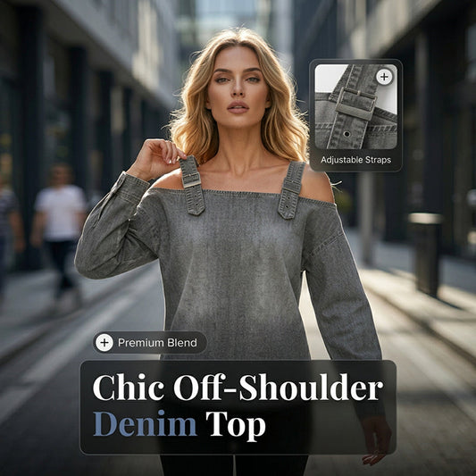 👕 BEGRENSET TID – 49 % RABATT! ✨ Dame Denimtopp – Brede Stropper, Trendy og Casual ✨