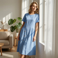 Casual midikjole med asymmetriske knapper for kvinner