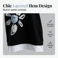 Dame-sweatkjole med blomsterprint og falskt todelt design