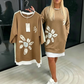 Dame-sweatkjole med blomsterprint og falskt todelt design