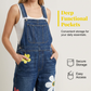 Overalls i denim med blomstermønster for damer