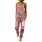 Overalls i denim med blomstermønster for damer