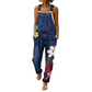 Overalls i denim med blomstermønster for damer