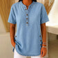 Pustende casual topp med denimlook for kvinner