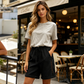 Dame Casual Shorts med Snøring og Blonderdetaljer