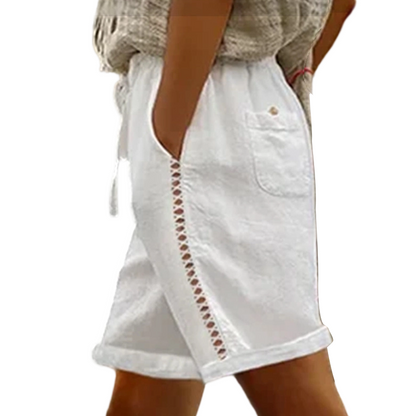 Dame Casual Shorts med Snøring og Blonderdetaljer