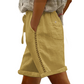 Dame Casual Shorts med Snøring og Blonderdetaljer