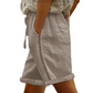 Dame Casual Shorts med Snøring og Blonderdetaljer
