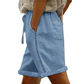 Dame Casual Shorts med Snøring og Blonderdetaljer